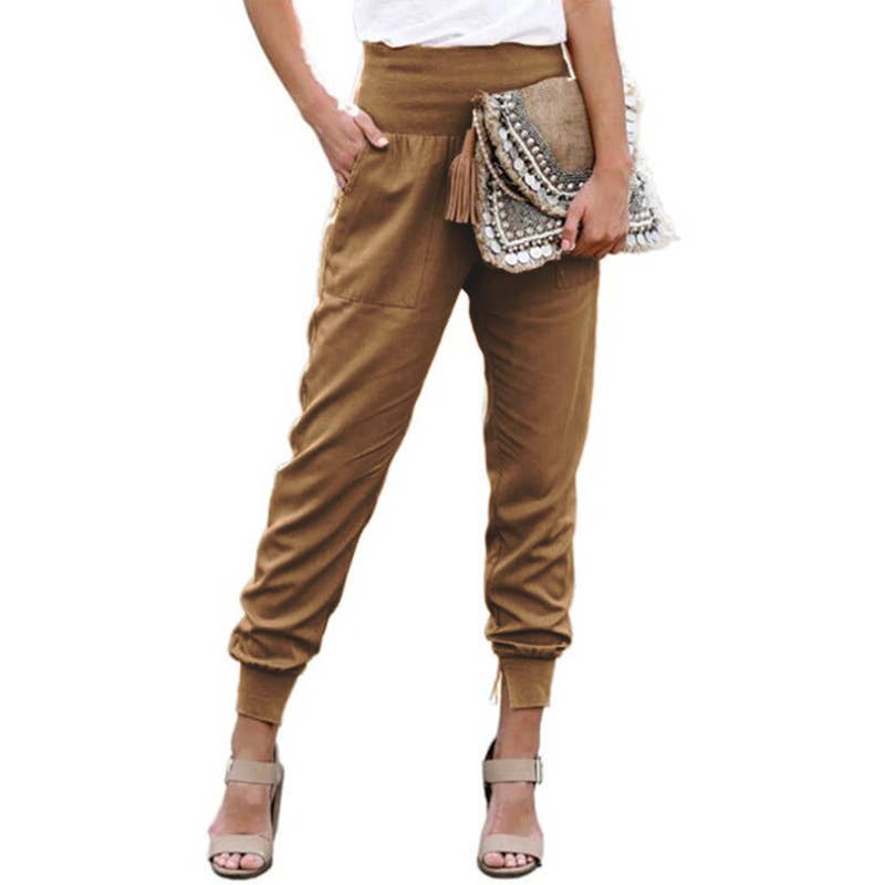SOLID COLOR HIGH-WAISTED NINERS SPLIT SLACKS