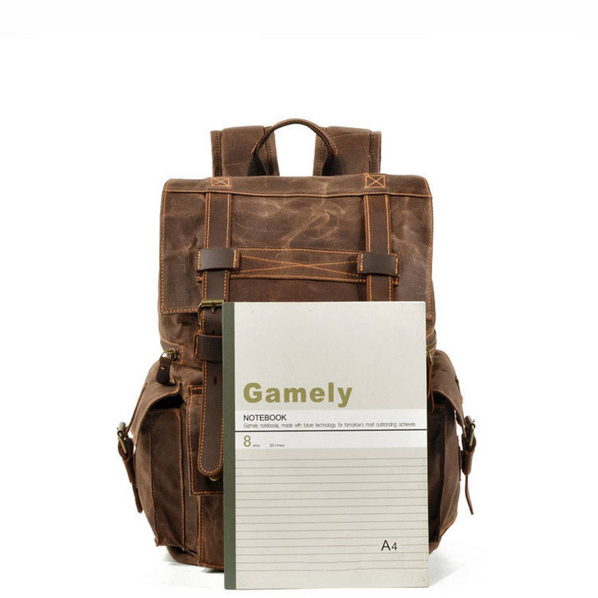 Vintage Waxed Canvas Leather Travel Backpack_CWAB5552