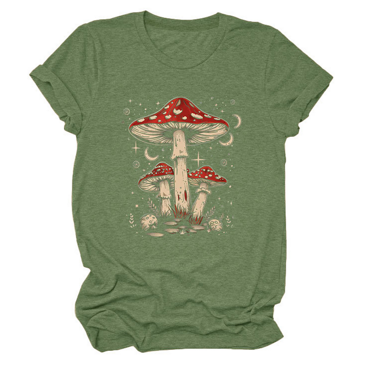 Playful Red Mushroom Print Women's Base Tee_CWTTS1510