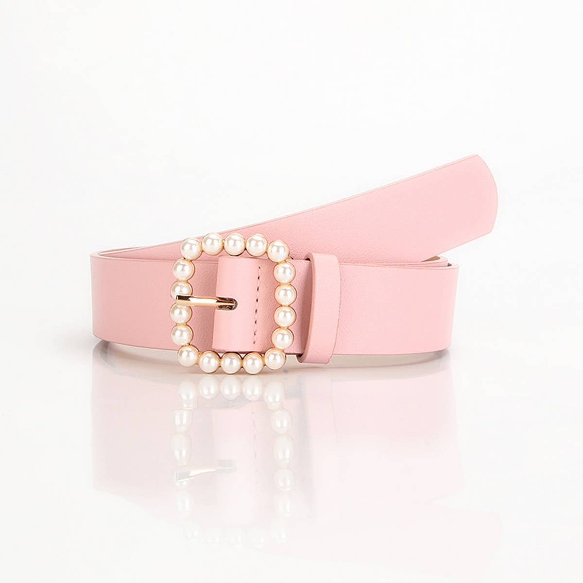 CWABE0945_SWEET PEARL SQUARE BUCKLE BELT
