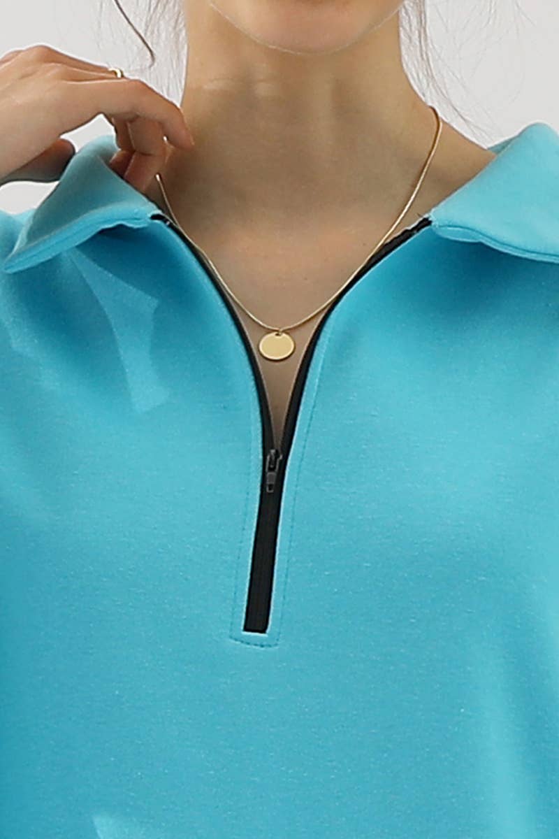 CWOHOL431_Zip Neck Lightweight Pullover Sweatshirt