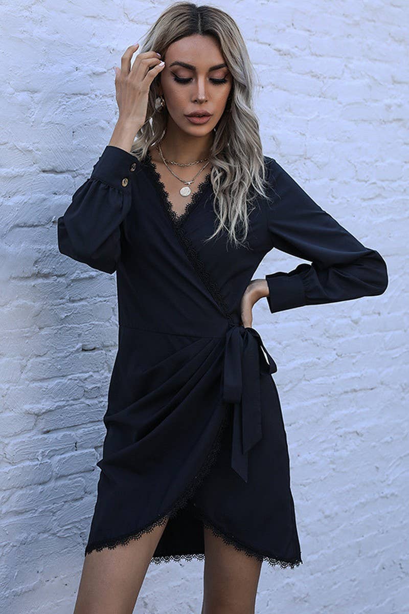 LACE PATCHWORK HEPBURN STYLE DRESS_CWDSD2258