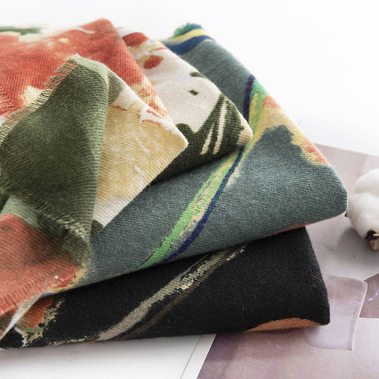 Elegant Floral Faux Cashmere Scarf-Warm Neck Wrap