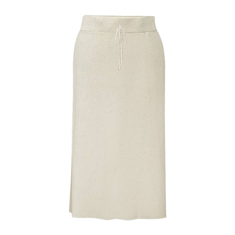 MID-LENGTH A-LINE WRAP HIP WOOLEN KNITTED SKIRT
