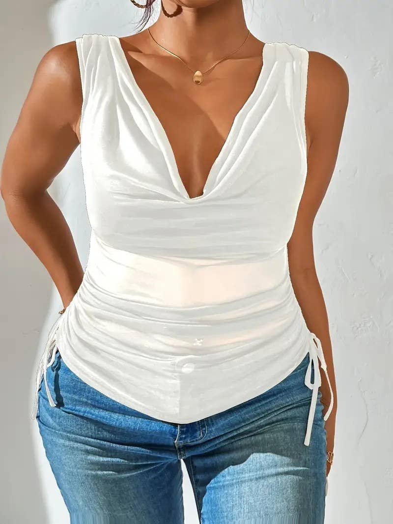 Women¡¯s sexy V-neck sleeveless crop top