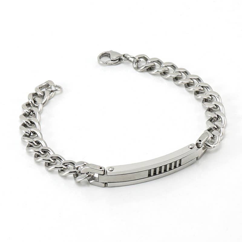 18K FASHION SIMPLE TITANIUM STEEL CUBAN CHAIN BRACELET