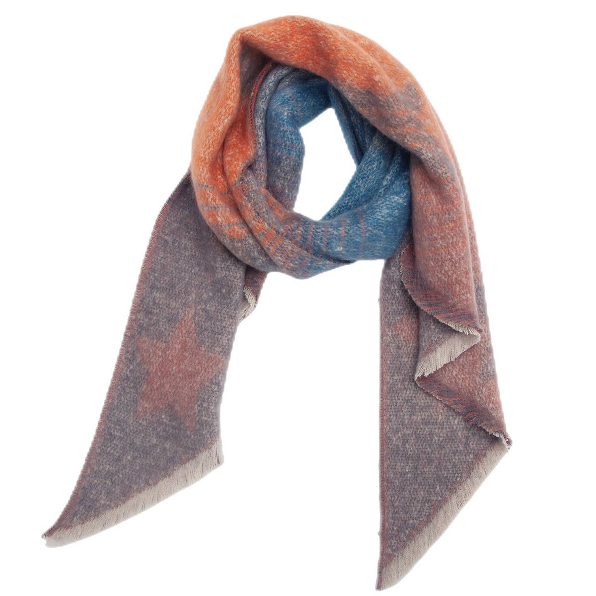 Striped Fuzzy Shawl - Thick Winter Wrap for Women_CWASC0120