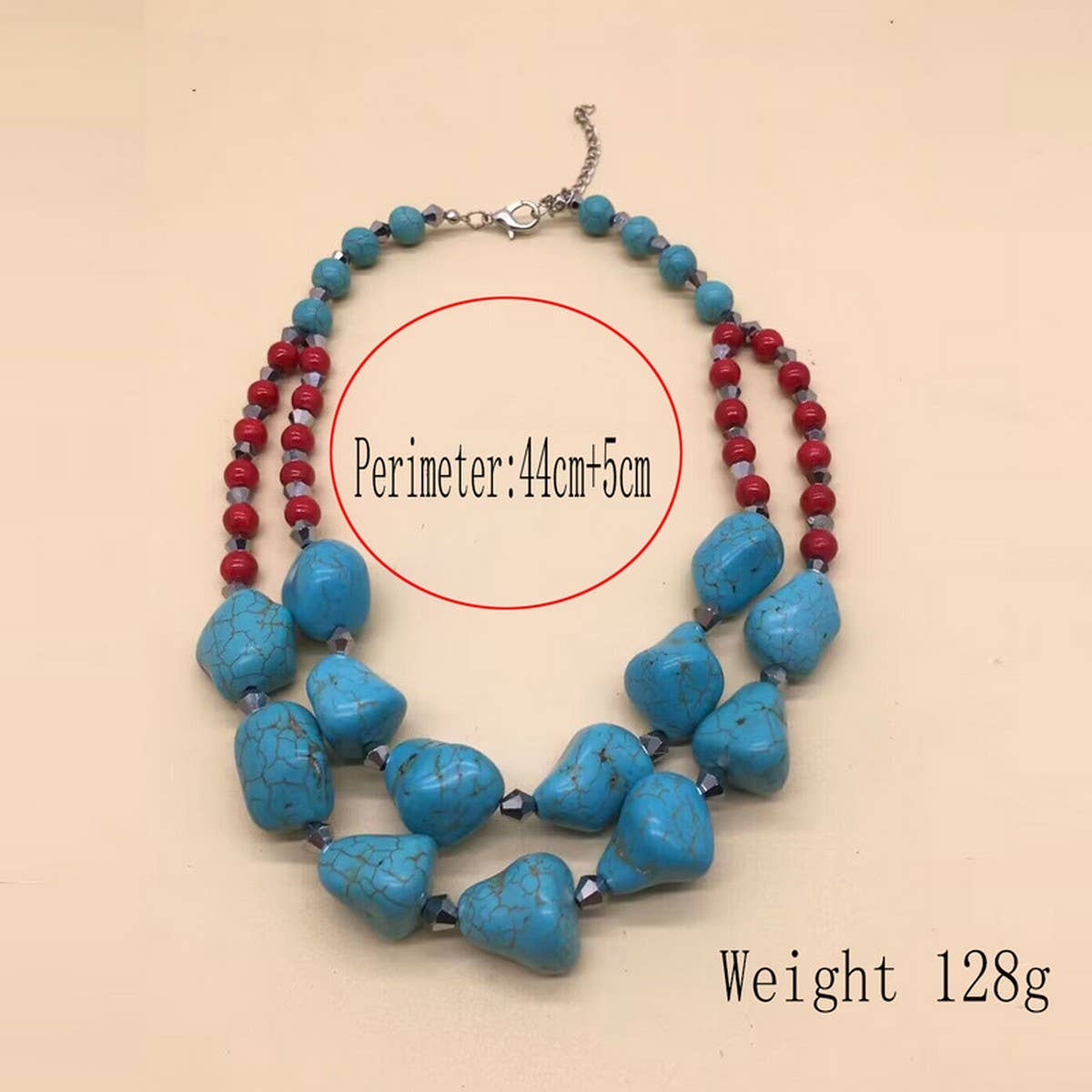 TURQUOISE PENDANT DOUBLE LAYER VINTAGE NECKLACE