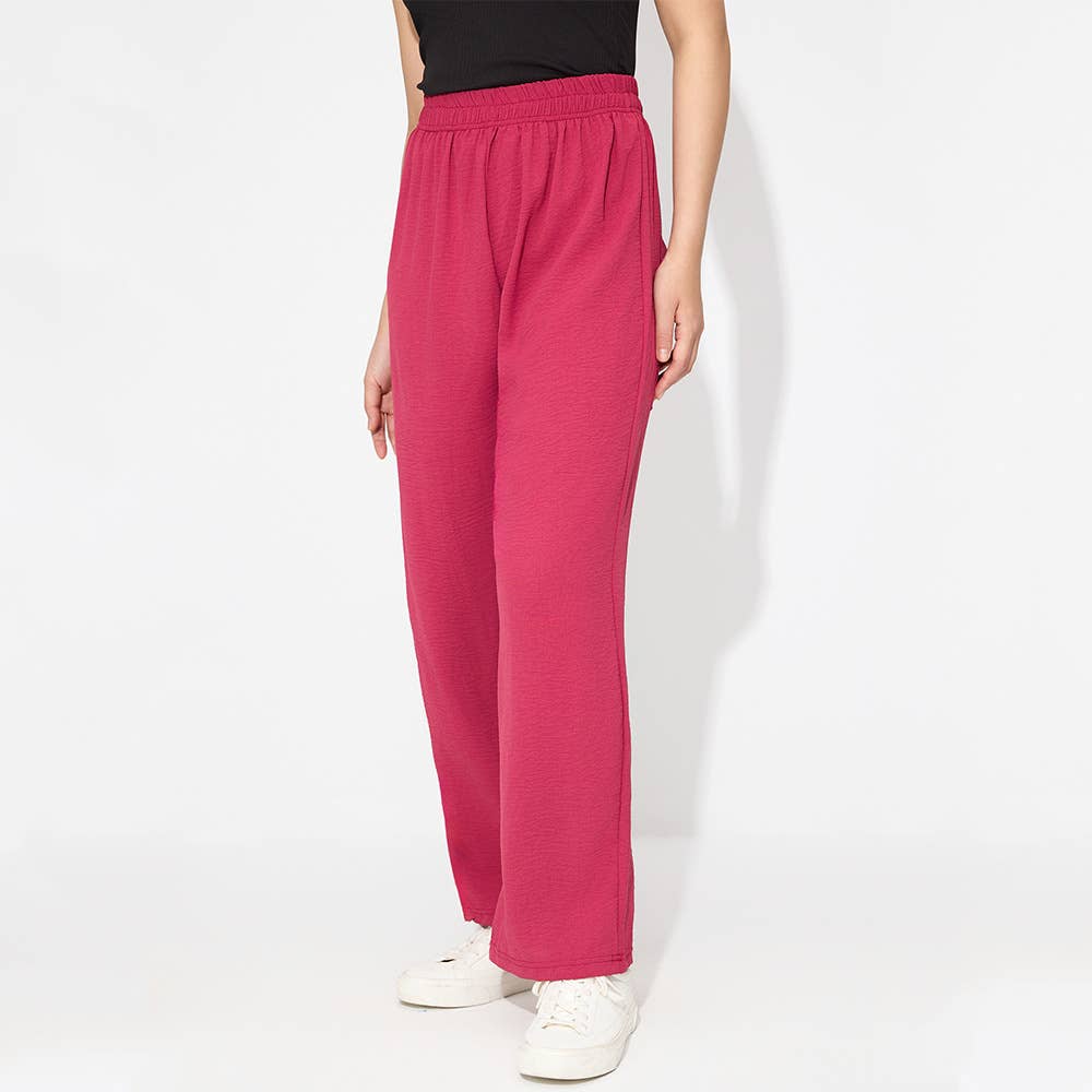 SOLID COLOR HIGH-WAISTED COMMUTER PANTS