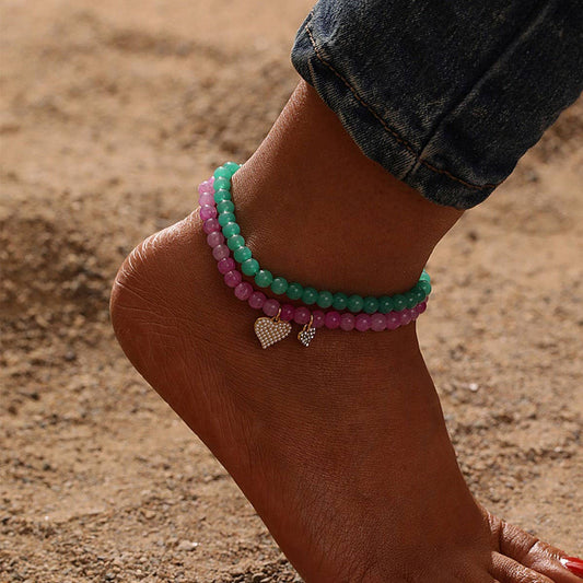 Vintage Boho Crystal Anklet ? Floral Beach Style