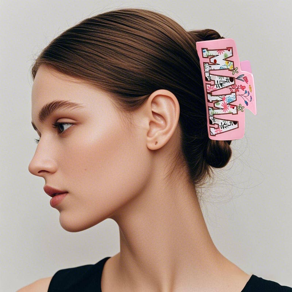 Flower rainbow acrylic large square shark clip