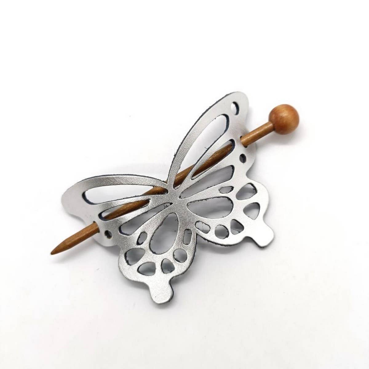 Metallic Leather Vintage Butterfly Hairpin