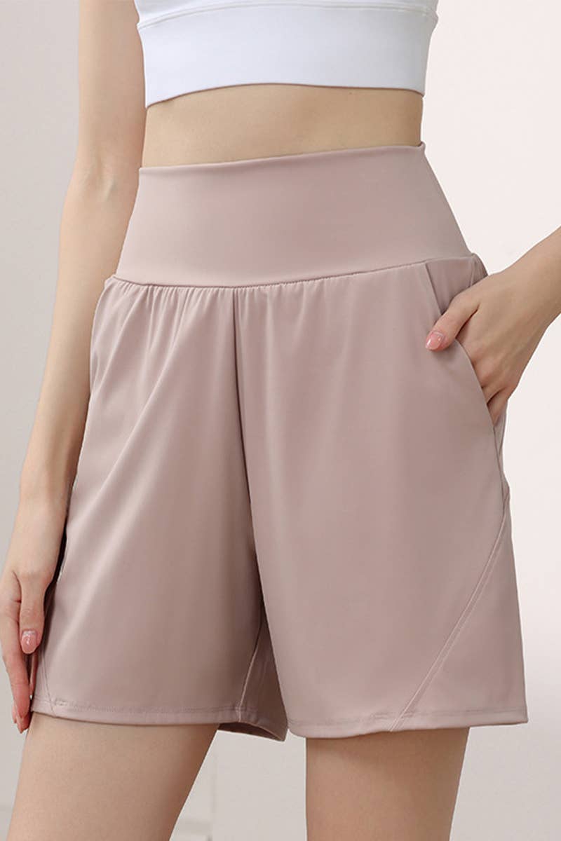 CWBSS0449_HIGH WAIST TUMMY CONTROL LOOSE SPORTS SHORTS