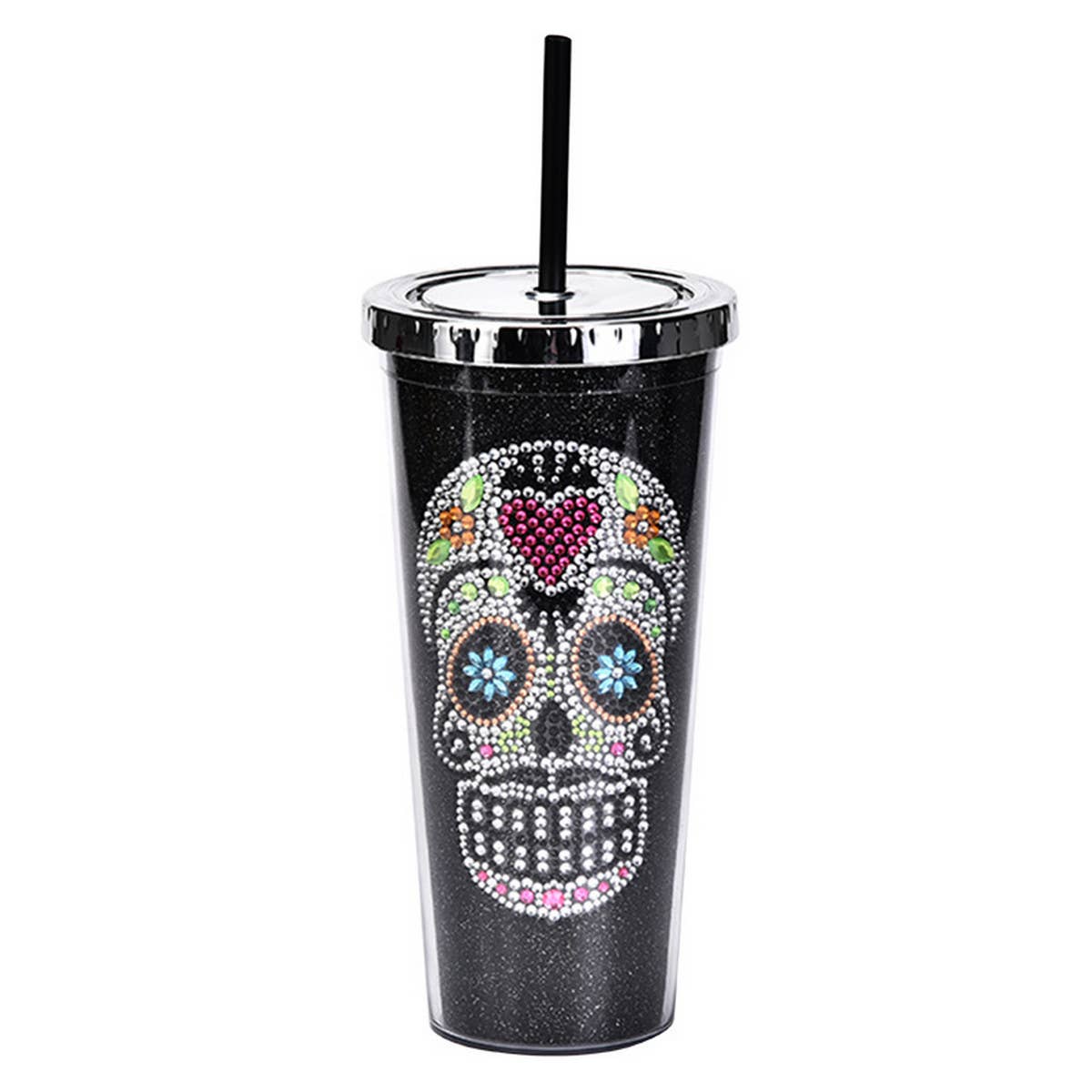 DOUBLE-LAYER STRAW SKULL WATER CUP