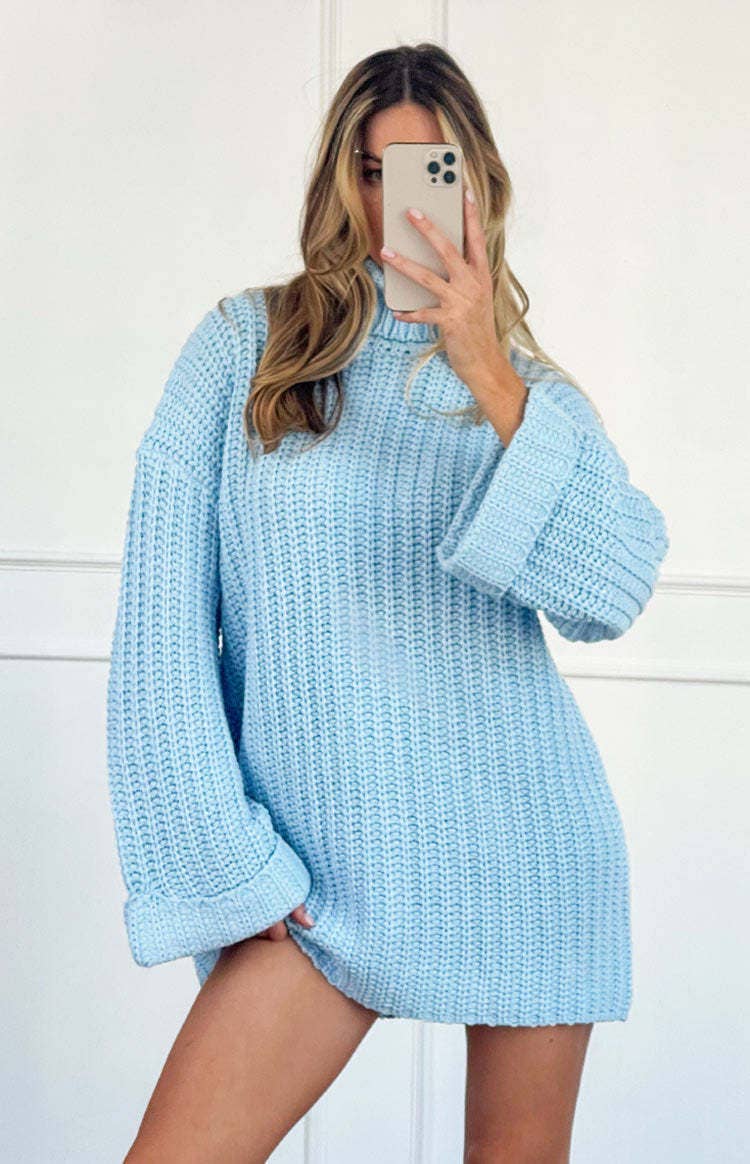 TURTLENECK LONG-SLEEVED LOOSE KNIT SWEATER DRESS