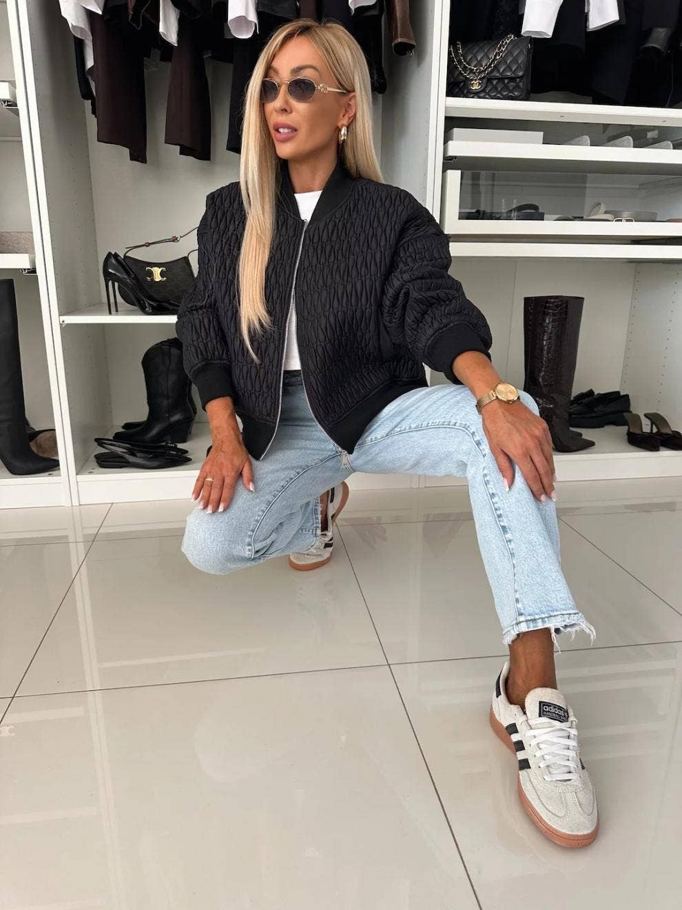 EMBROIDERED SHORT ZIPPER JACKET QUILTED JACKET