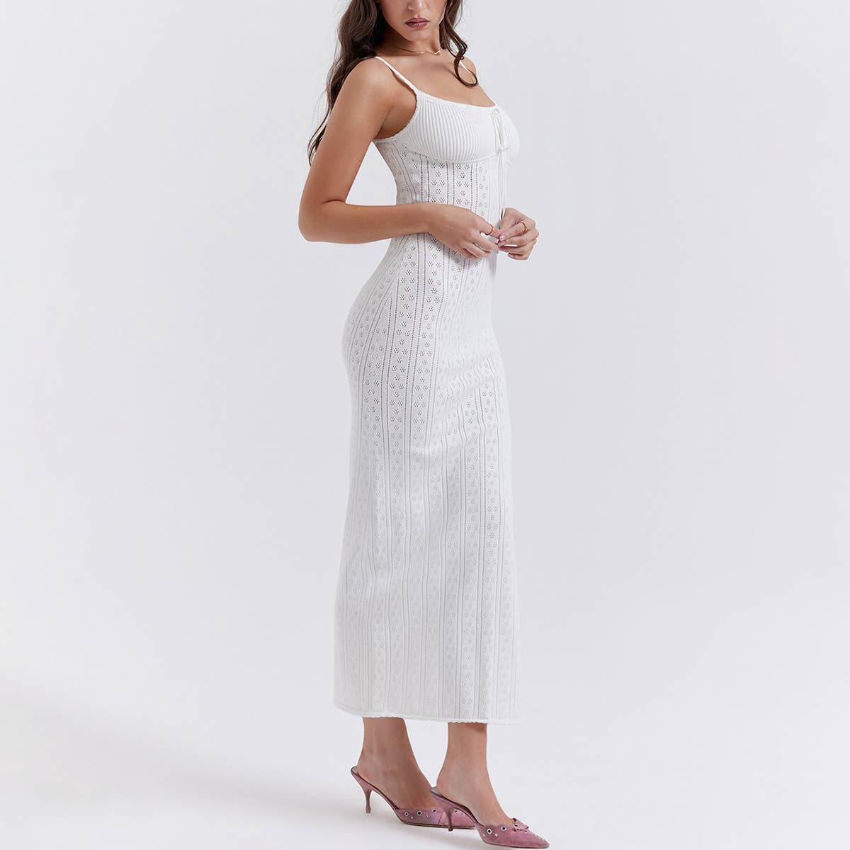 Stylish and sexy full strap woolen dress