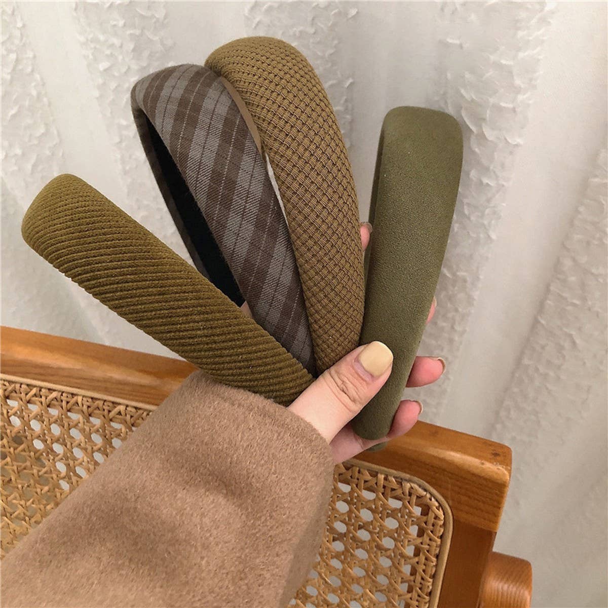 PLAID SOLID COLOR HEADBAND HAIRPIN HEADDRESS_CWAHA4028