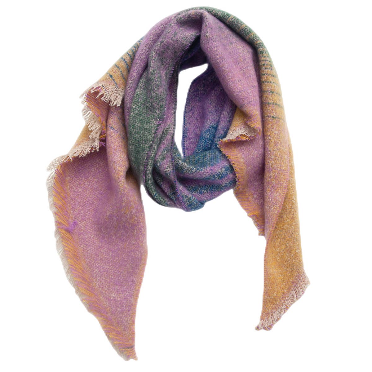 Striped Fuzzy Shawl - Thick Winter Wrap for Women_CWASC0120