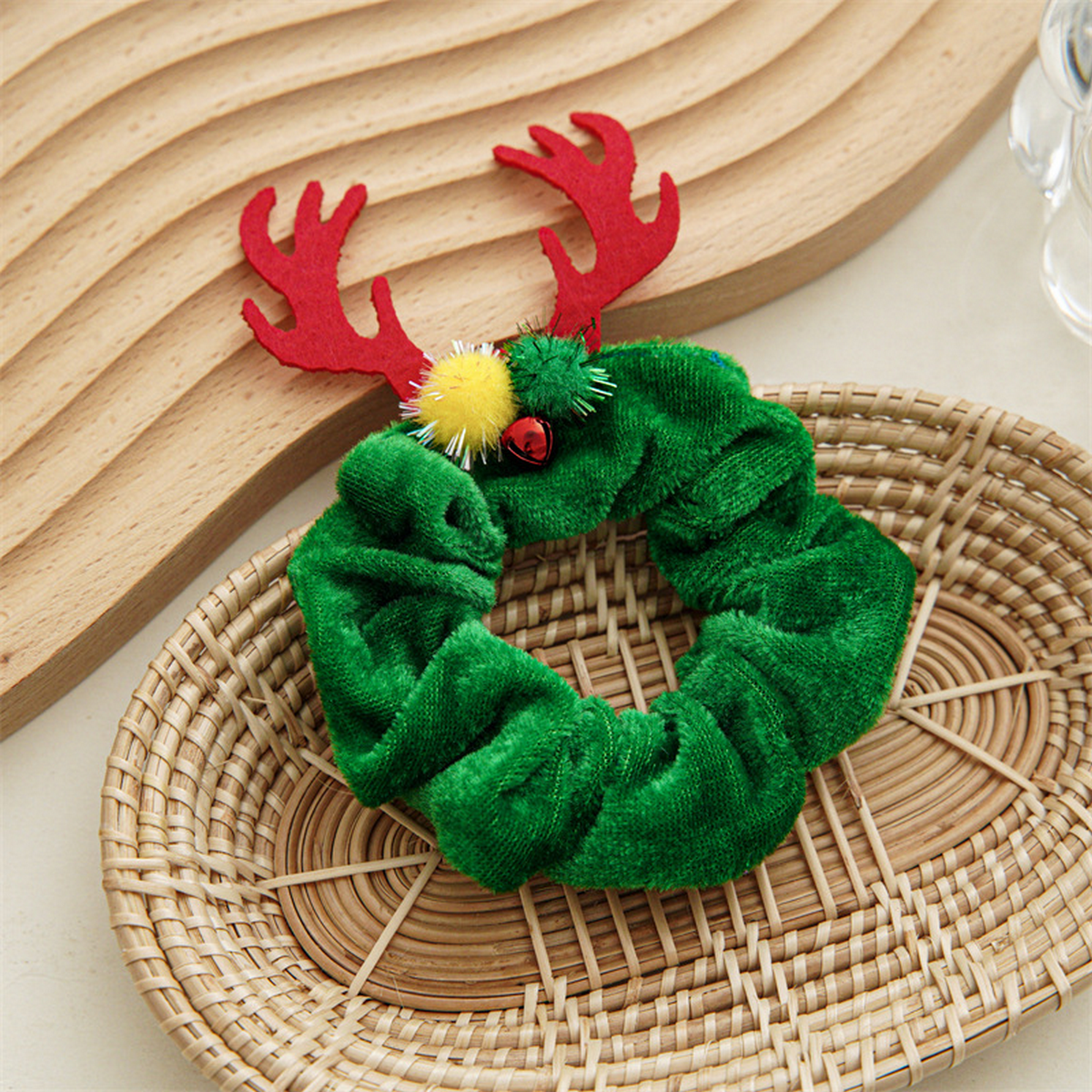 Bat Reindeer Scrunchie,Holiday Hair Tie for Women_CWAHA1461