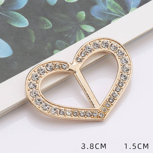 METAL HEART SHAPED DIAMOND SCARF RING WITH LUSTER
