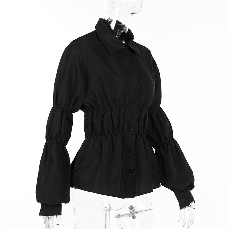 TEMPERAMENT CASUAL PLEATED SHIRT LONG SLEEVE