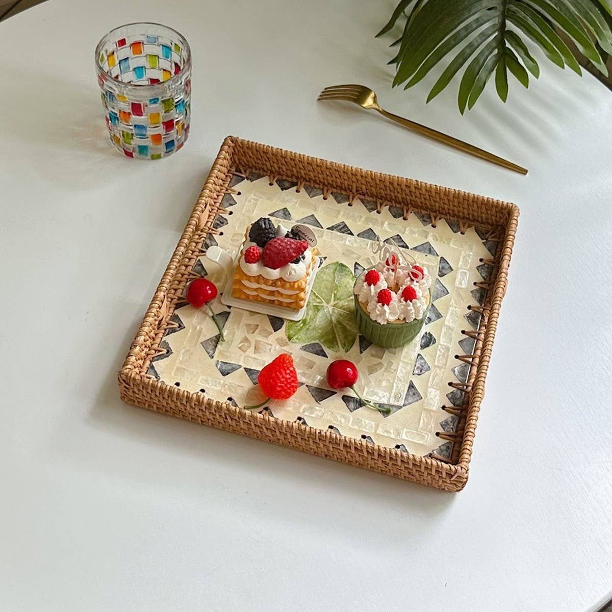 RATTAN DESKTOP SQUARE SHELL TRAY STORAGE TRAY_CWMM4539