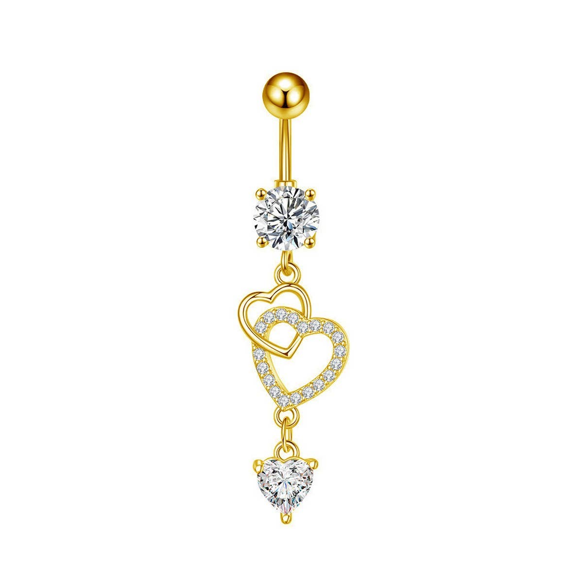 New Heart CZ Dangle Navel Ring Piercing Jewelry