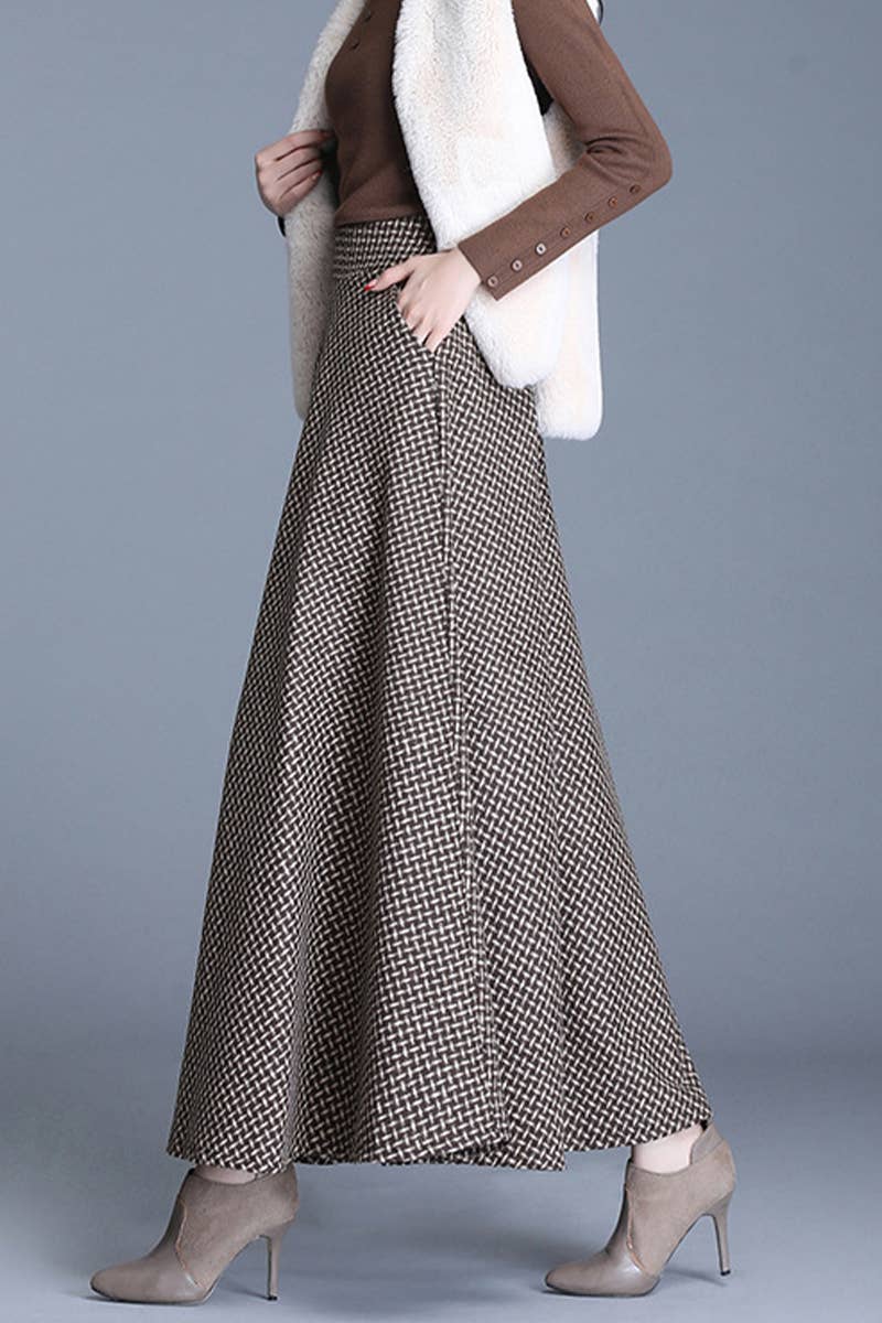 WOOLEN THICKENED WAISTLINE LONG SKIRT