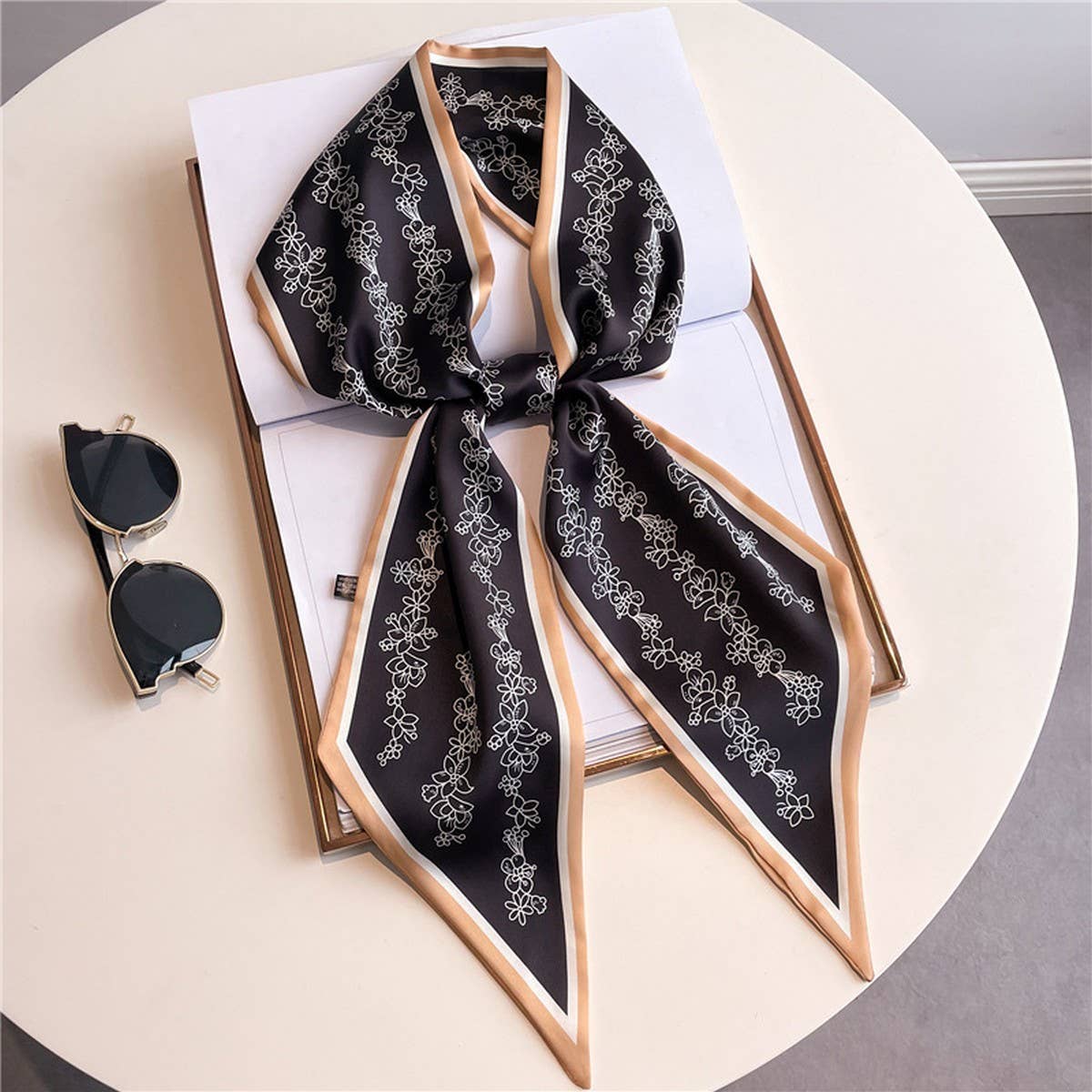 Skinny Silk Scarf for Hair, Neck or Bag Wrap_CWASC1512🎗️