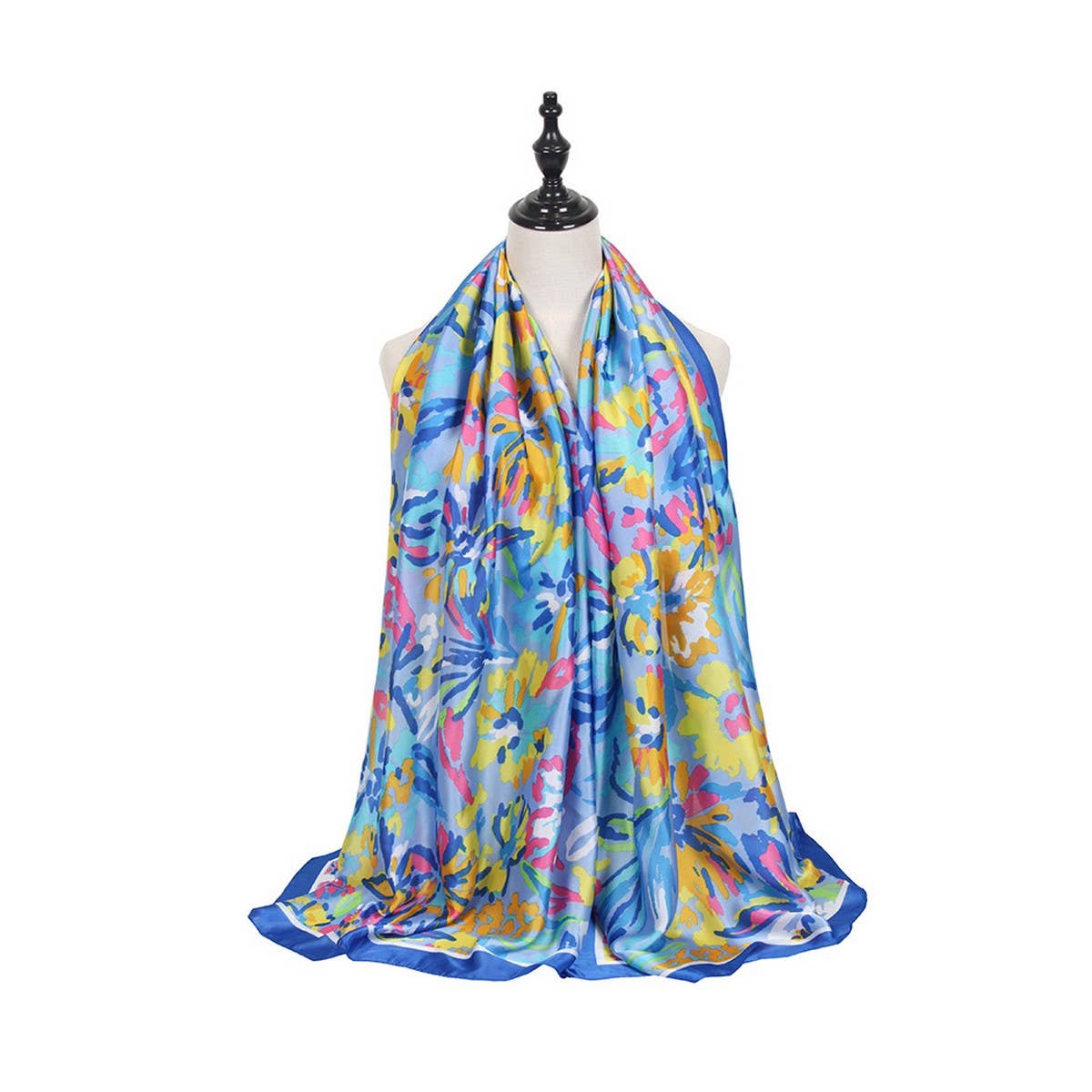 Rainbow Floral Satin Scarf - Summer Sunproof Wrap_CWASC0673