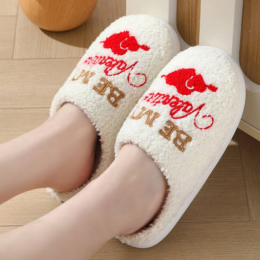 VALENTINE'S DAY LOVE COTTON FUZZY SLIPPERS WOMEN