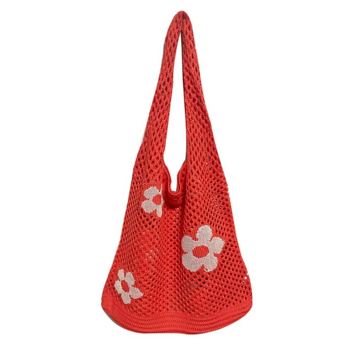 CWAB5060_FLOWER KNITTED MESH HOLLOW SHOULDER BAG