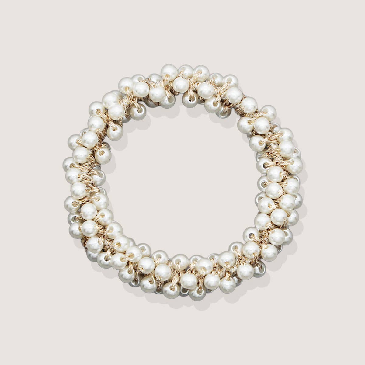 Beaded Faux Pearl Hair Tie Bracelet for Women_CWAHA0129