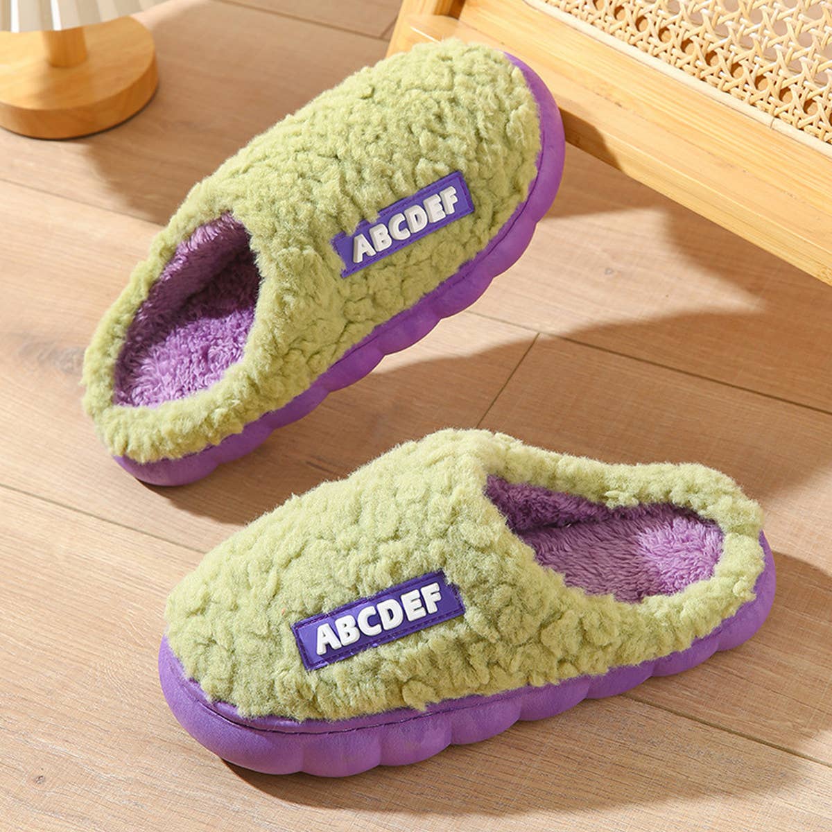 HOUSEHOLD NON-SLIP LETTER WARM COTTON SLIPPERS