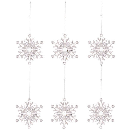 CWMM10174_6PCS CLEAR ACRYLIC SNOWFLAKE CHRISTMAS ORNAMENTS