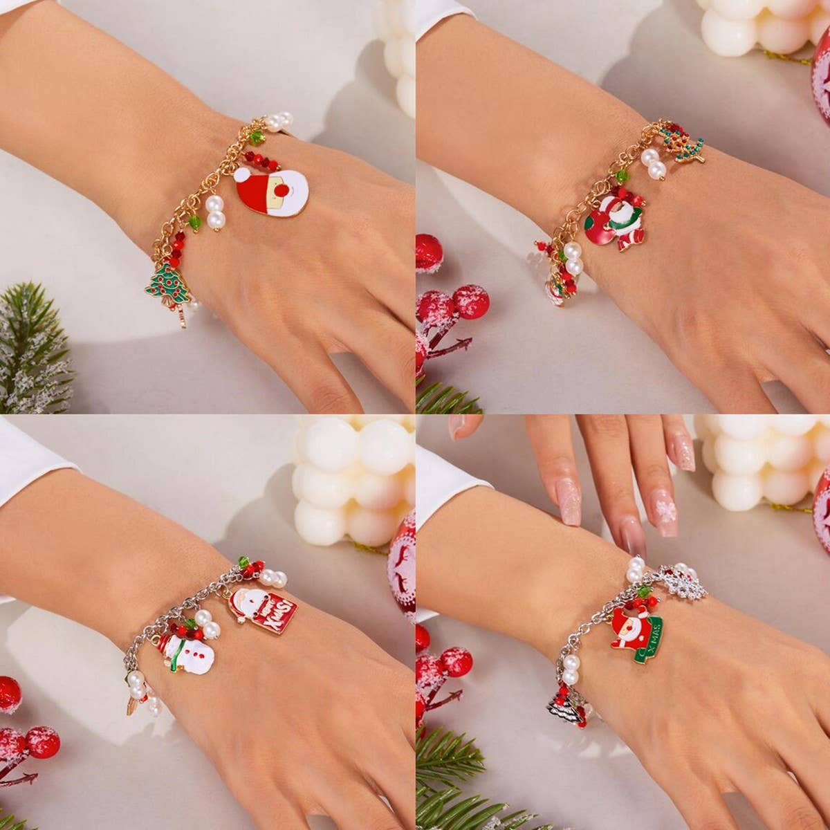 CWAJE2512_SANTA CLAUS RICE BEAD PENDANT BRACELET