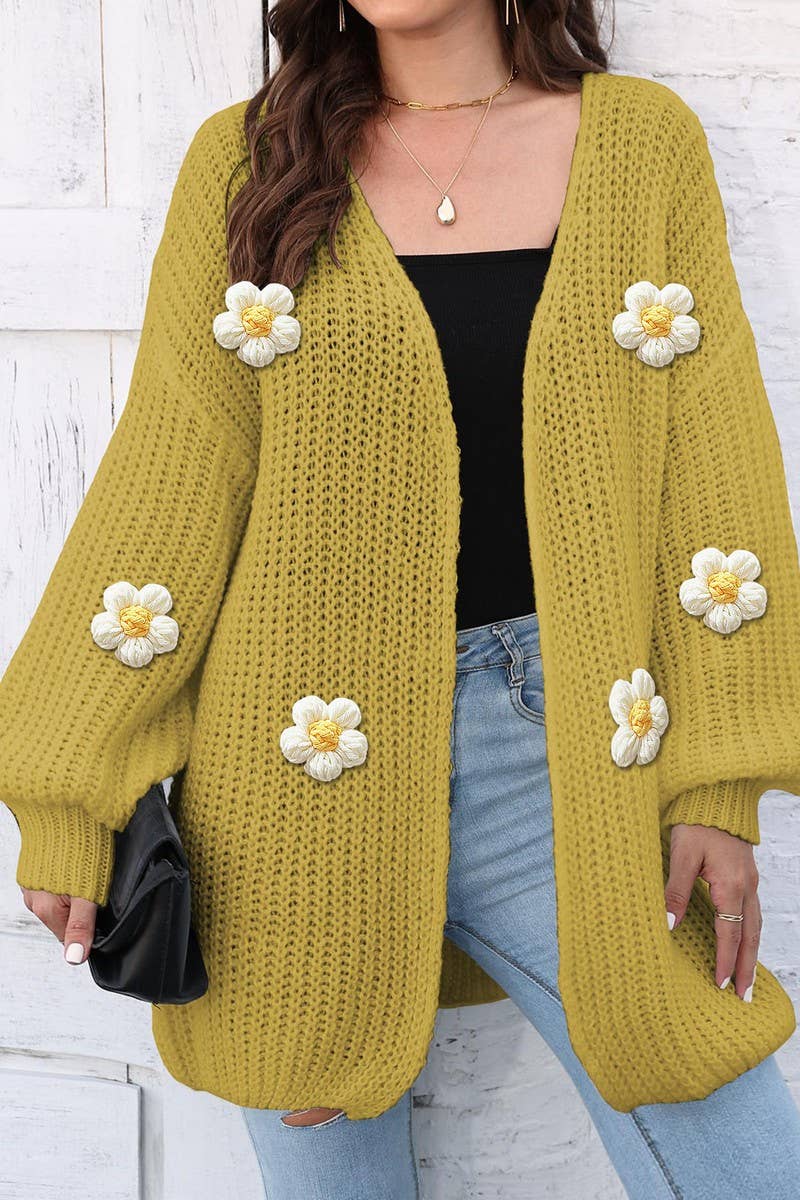 CWOSWL07391_WOMEN CHUNKY KNIT LOOSE FIT CARDIGAN SWEATER