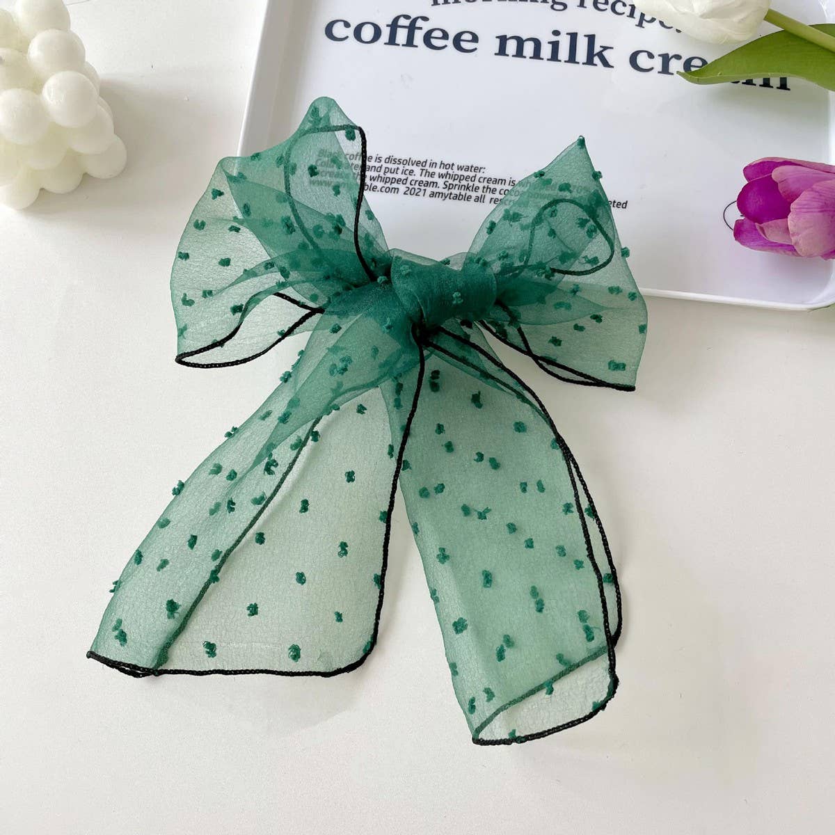 FASHIONABLE POLKA DOT BOW SCARF SCARF