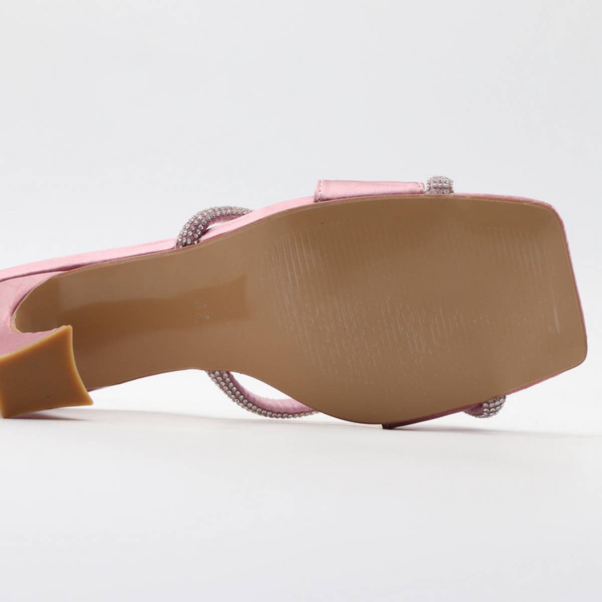 SIMPLE SQUARE TOE RHINESTONE HIGH HEEL SANDALS_CWSHS0566