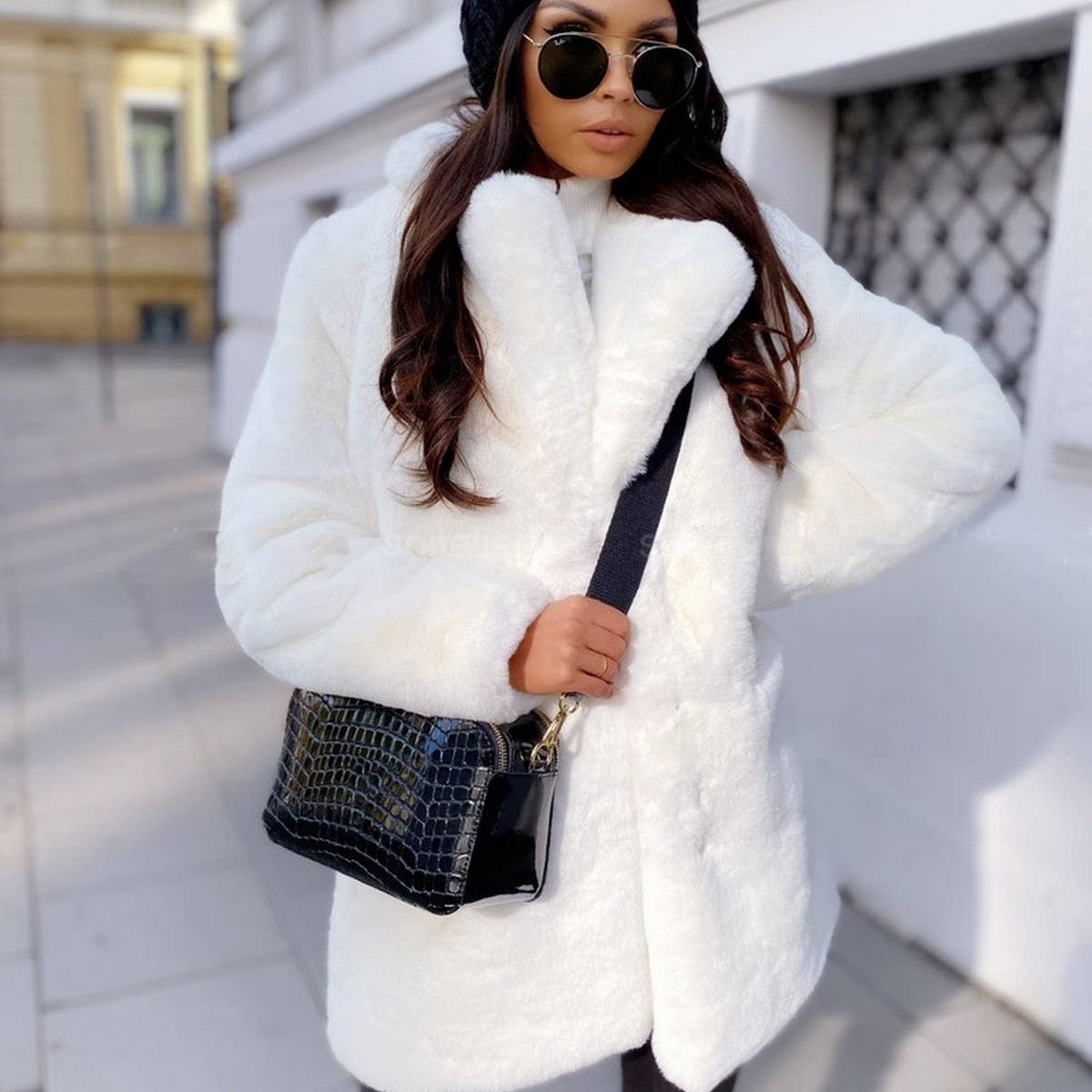 Plus Size Faux Fur Coat Women Long Sleeve Warm_CWMM9118