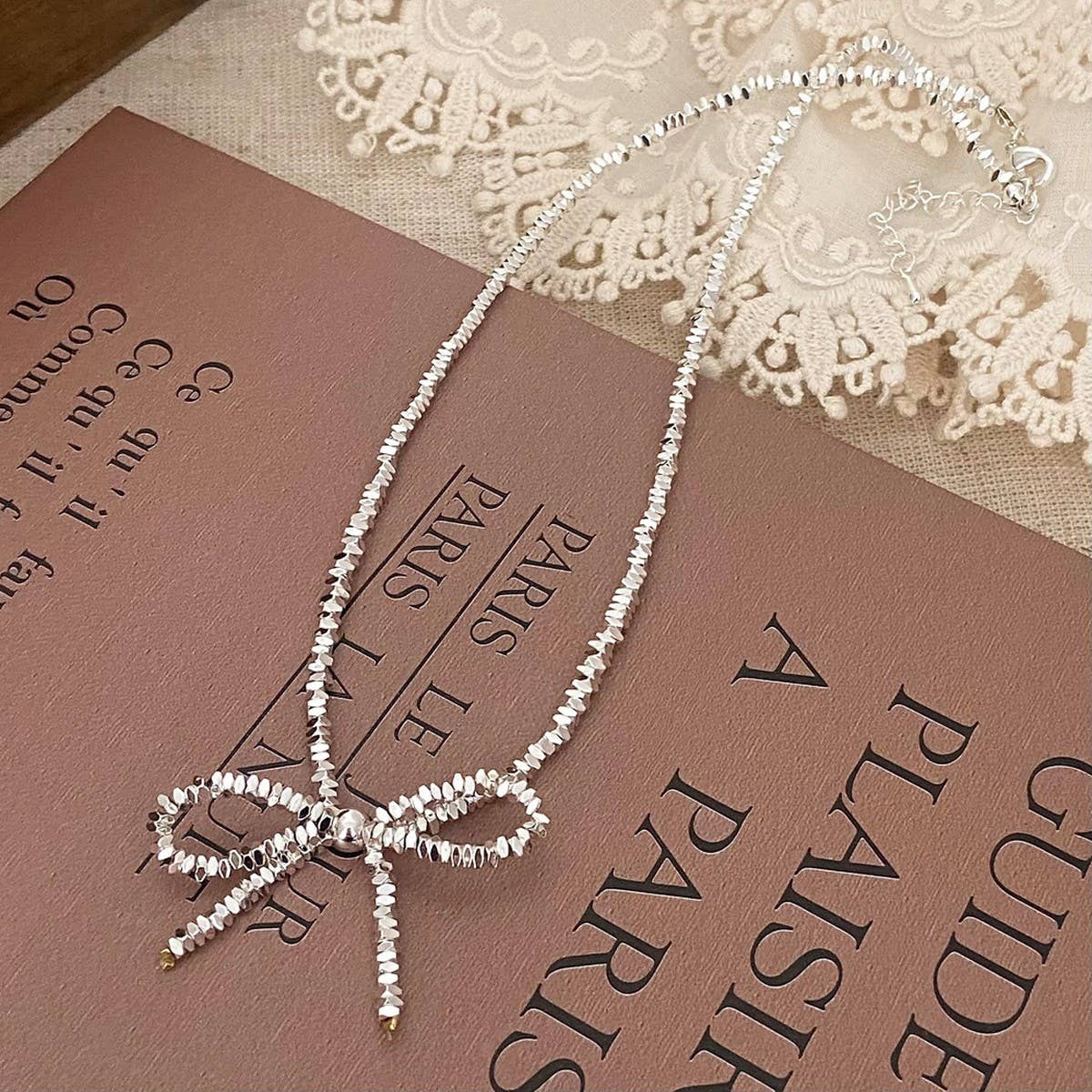 VERSATILE AND FAIRY BOW PENDANT DELICATE NECKLACE