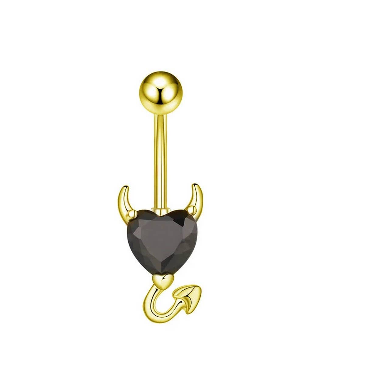 Piercing Belly Ring with CZ Devil Heart Charm_CWMM9230