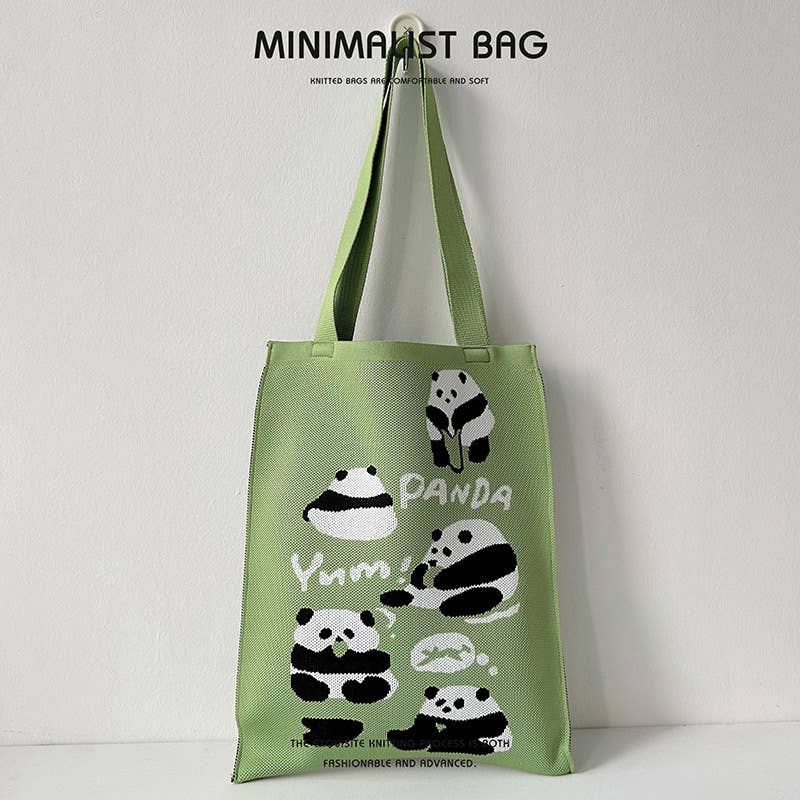 Niche cute panda knitted single-shoulder bag