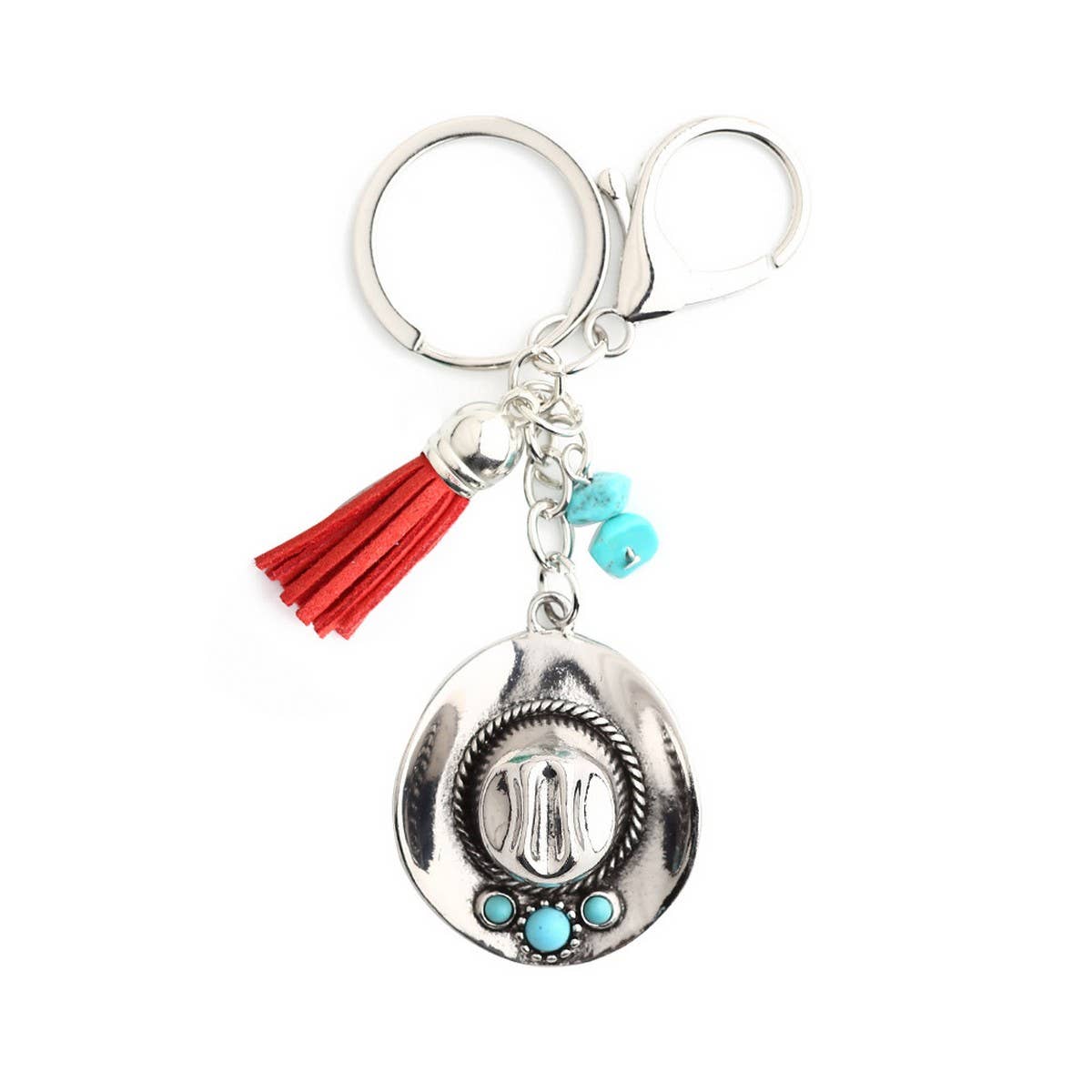 Boho Cowboy Hat Keychain with Vintage Western Charm_CWAB5083