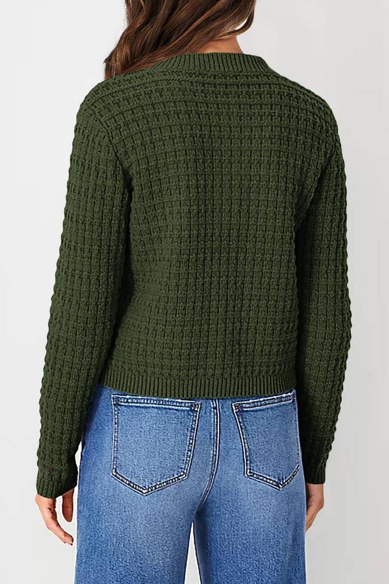 CWOCAL00612_SOLID COLOR KNIT CARDIGAN CASUAL SWEATER