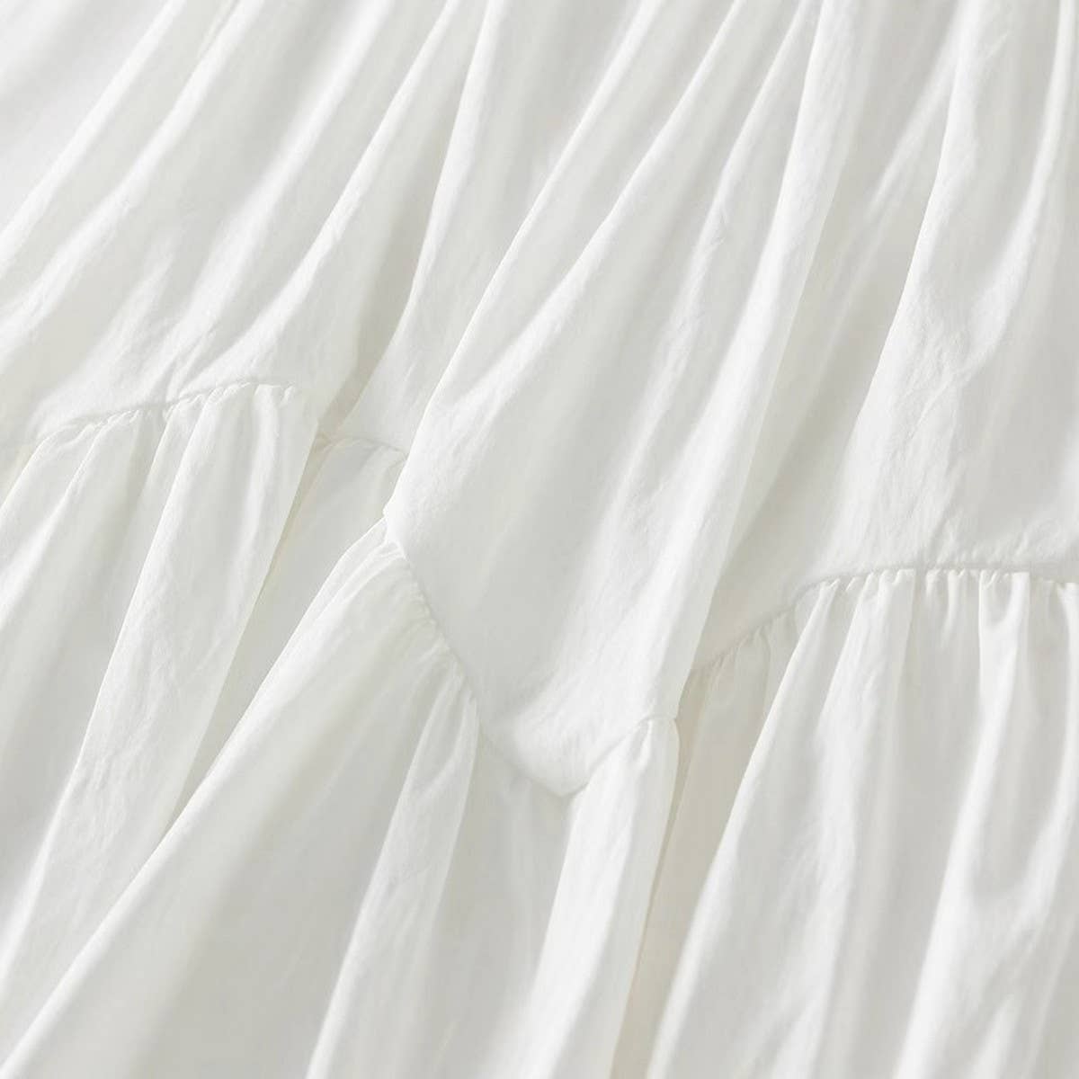 Ruffle Trim Paneled A-Line Flowing Midi Skirt