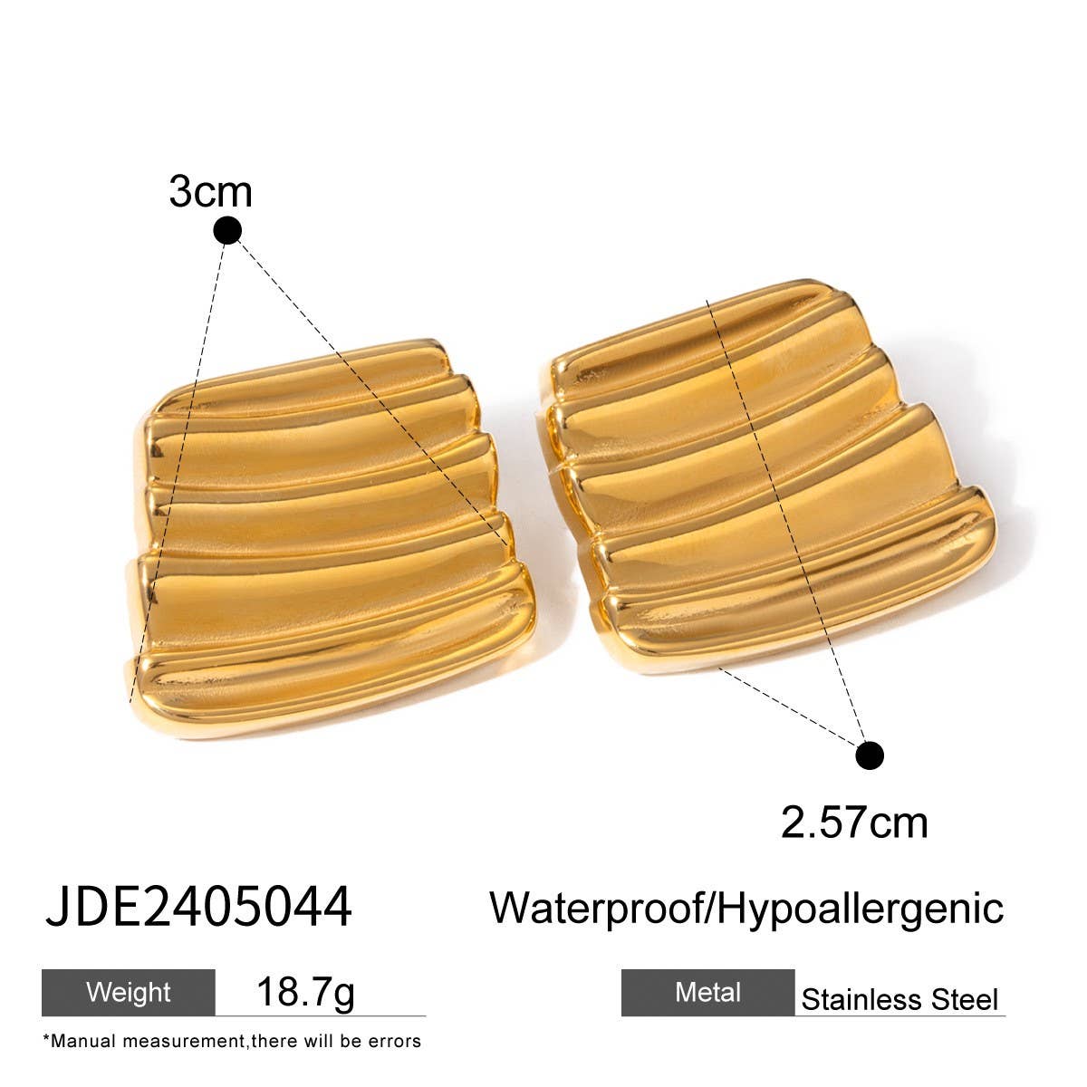 SIMPLE GEOMETRIC SQUARE WAVE TEXTURE EARRINGS_CWASC1652