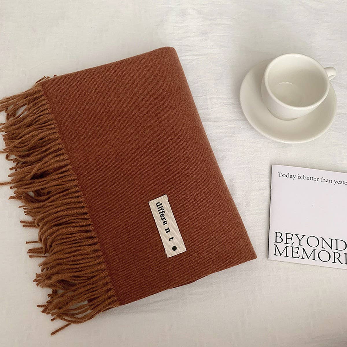 Colorblock Tassel Scarf - Thick Wrap for Students