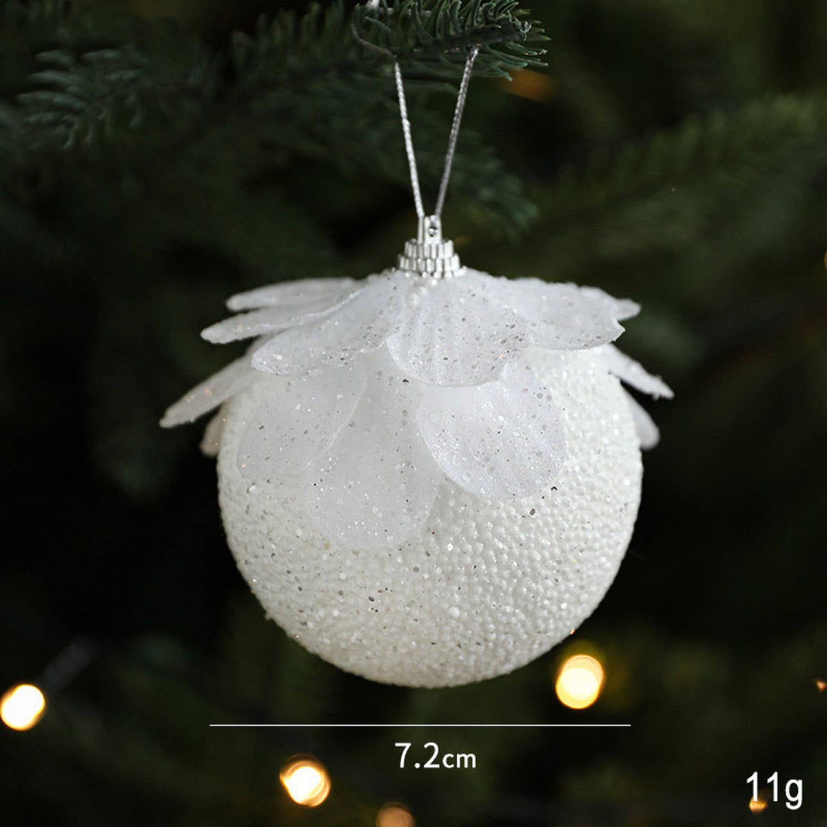 White Petal Foam Xmas Ball Tree Hanging Decor